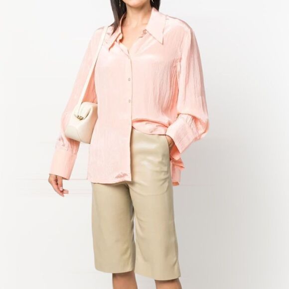 ROHE Loccio Wrinkled Effect Viscose Oversized Button Front Shirt Blouse Tunic - Picture 1 of 15